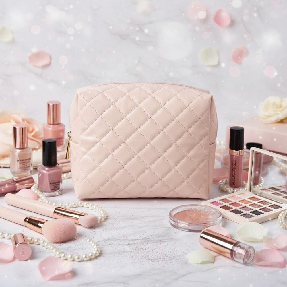 Cute Makeup Bag, Cosmetic Toiletry Skin Care Pink Travel Makeup Bag